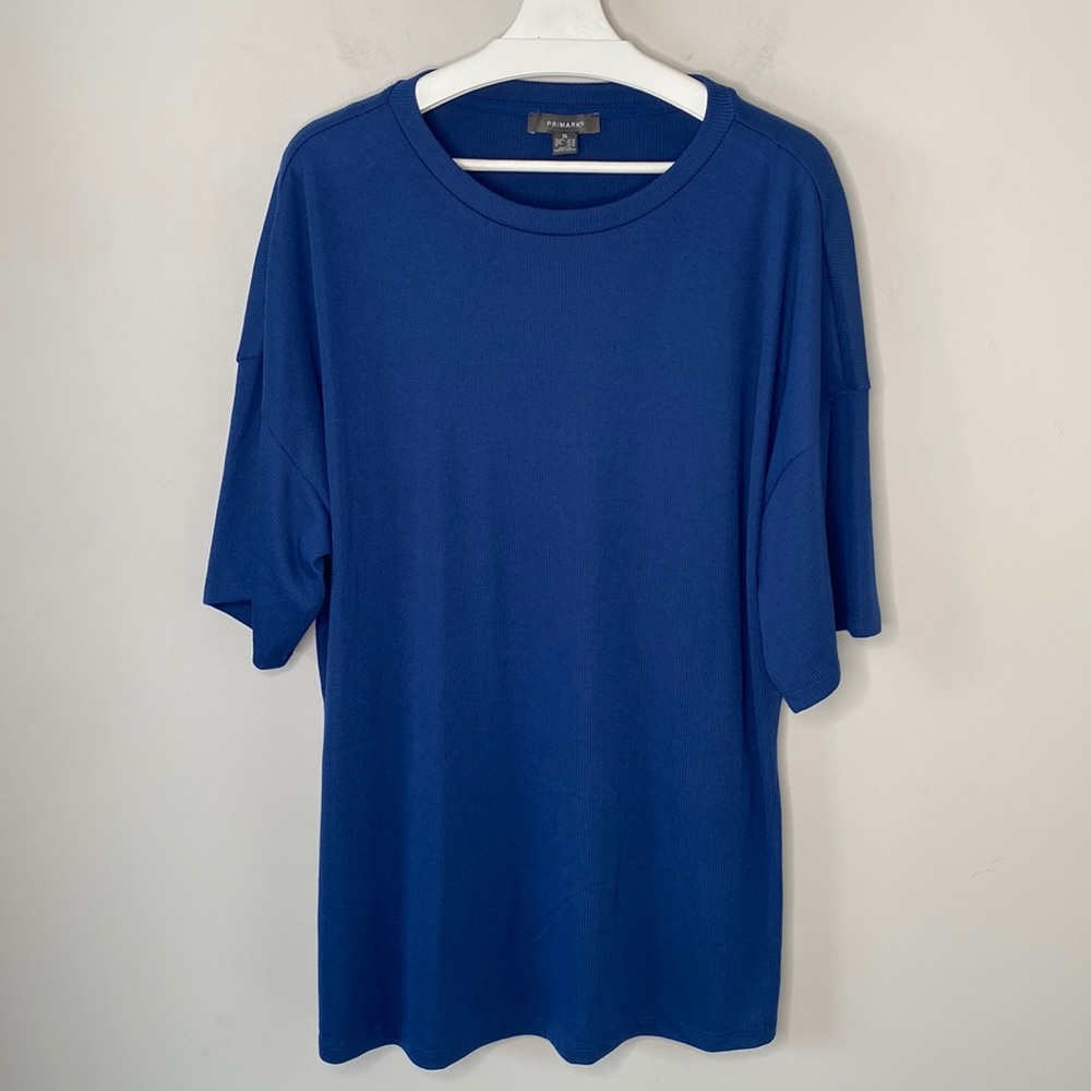 Primark Blue Ribbed Short Sleeve T-Shirt